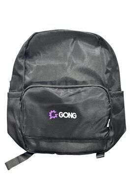 Gong Black Backpack With Front Pocket & Adjustable Straps Approx. 18" Tall X 14"